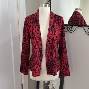 Red leopard print blazer